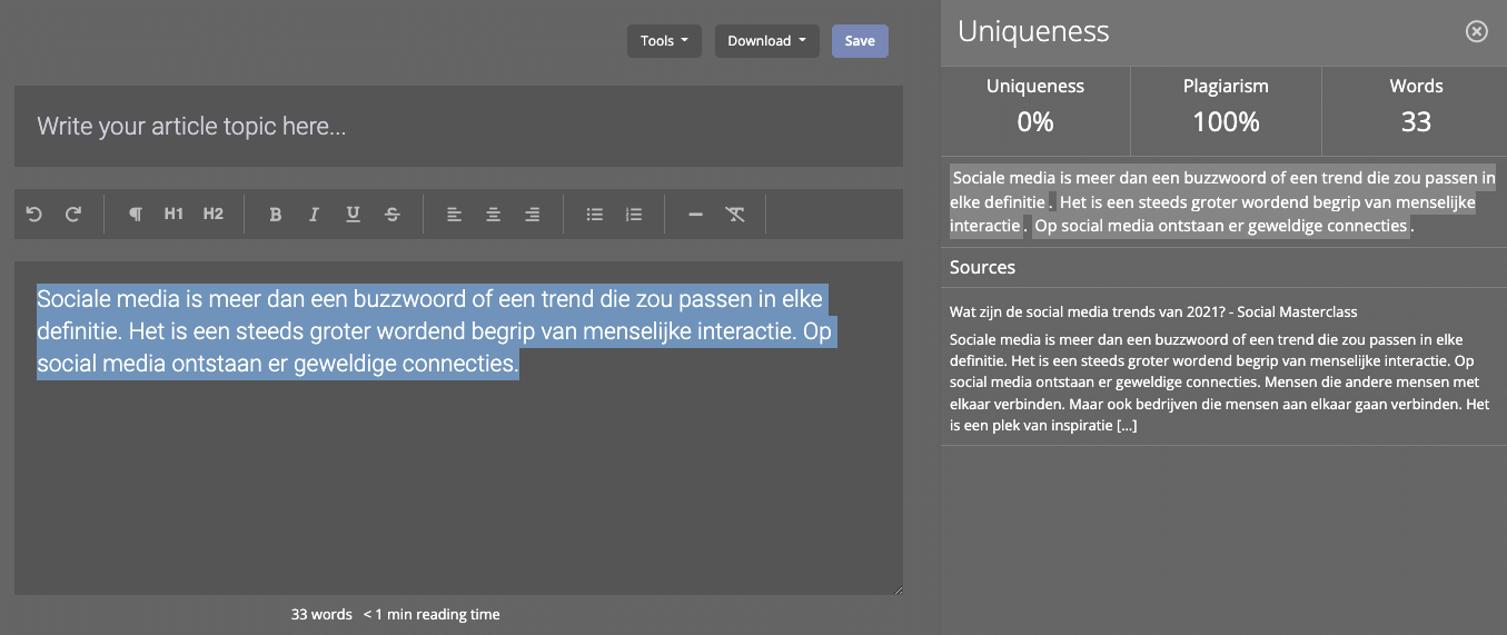 plagiaat checker social masterclass