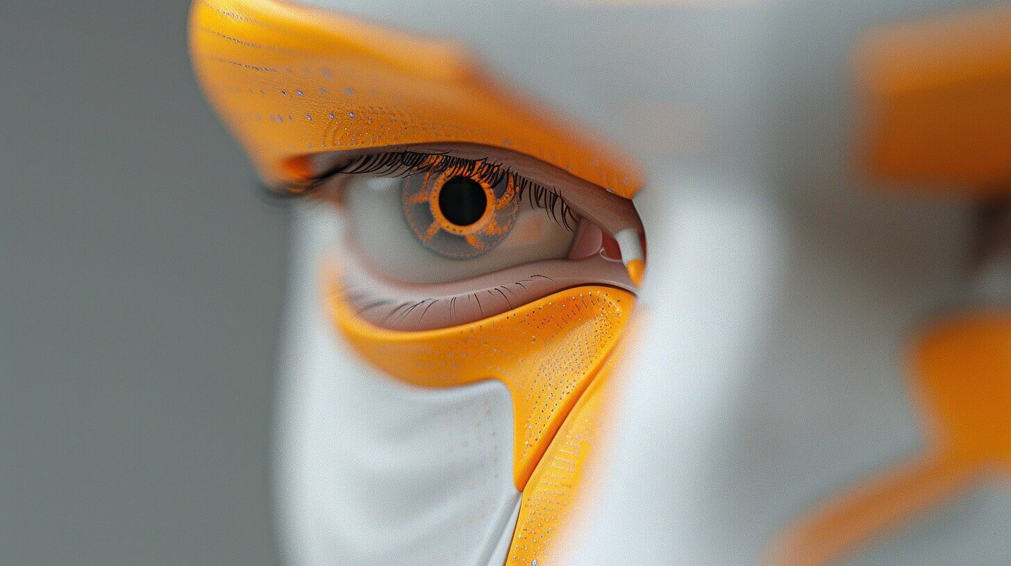 Een close-up van een menselijk oog met een oranje en wit futuristisch ontwerp eromheen. De pupil is gemarkeerd met ingewikkelde cirkelvormige patronen en het strakke, hightech ontwerp roept geavanceerde AI-technologie op. Deze afbeelding dompelt je onder in een wereld waar automatiseren innovatie ontmoet. Een close-up van een menselijk oog met een oranje en wit futuristisch ontwerp eromheen. De pupil is gemarkeerd met ingewikkelde cirkelvormige patronen en het strakke, hightech ontwerp roept geavanceerde AI-technologie op. Deze afbeelding dompelt je onder in een wereld waar automatiseren innovatie ontmoet.