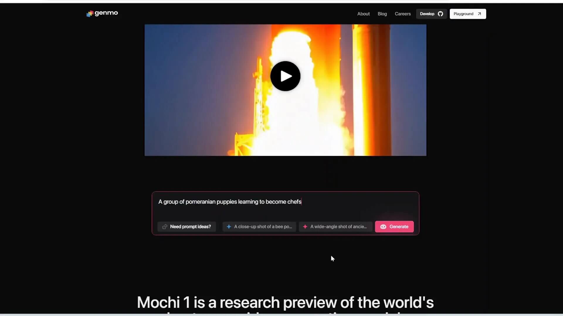 Screenshot van Genmo Mochi 1 toepassingen