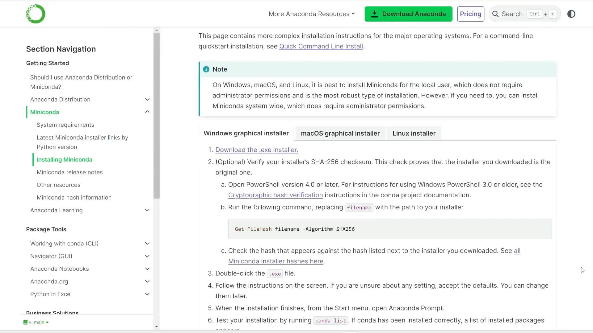 Miniconda installatie