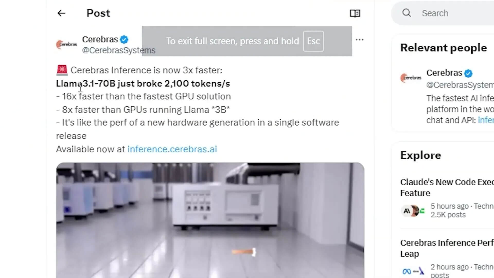 Cerebras speed improvements